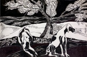 Perros de caza: Paloma y Estrella